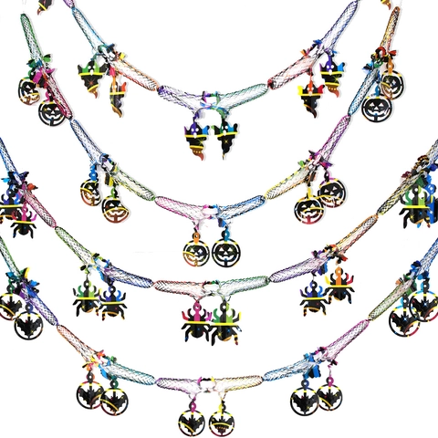 Halloween Waben Hängegirlanden PET Kunststoff Bunter Regenbogen Fledermaus Geist Spinne Kürbis Partydeko