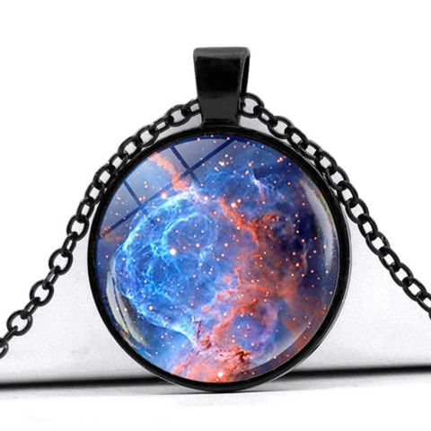 Galaxie Nebel Anhänger Halskette Zinklegierung Und Glaskuppel Weltraum Thema Universum Planet Retro Mode Unisex
