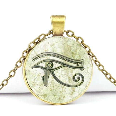 Collier Pendentif Œil D'Horus Vintage Égypte Ancienne Alliage Zinc Verre Cabochon Gemme Temps Bijoux Rétro Unisexe