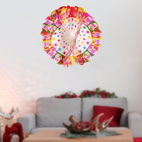 Boule en Nid d'Abeille de Noël Père Noël Étoile Ornement Suspendu PVC Pliable Décoration de Fête de Festival