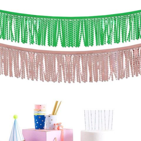 Metallic Foil Disc Fringe Curtain Shining Round Sequin Banner Garland For Party Background Wall Decoration Birthday Wedding