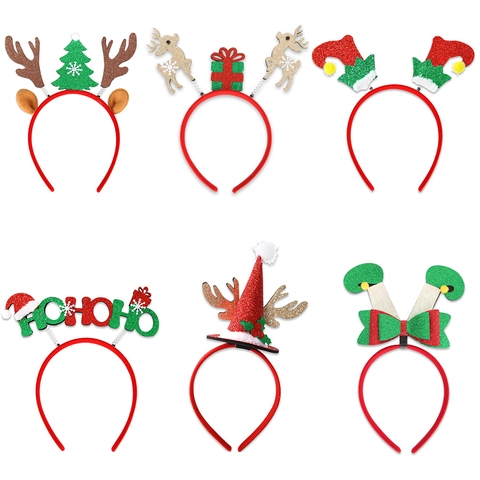 Cerchietto di Natale per Bambini Adulti Corna di Cervo Glitter Cappello di Babbo Natale Gambe da Elfo Ho Ho Ho Capelli Decor