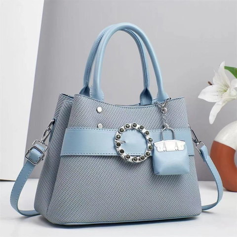 Borsa Tote Grande Da Donna In Pelle PU Tassellata Con Anello Di Strass E Mini Borsa Pendente Elegante Da Pendolare