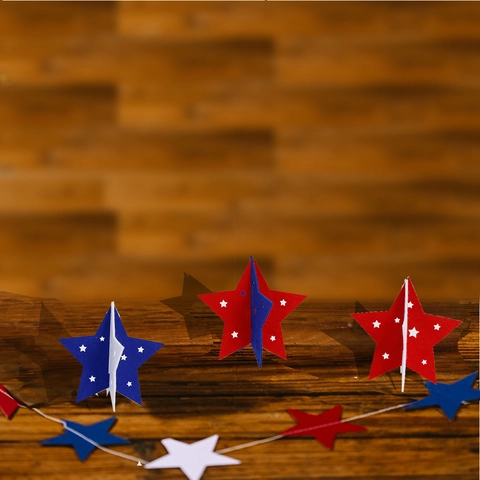 Patriottische 3D Vilt Ster Desktop Ornamenten Rood Wit Blauw Pentagram Decoraties Voor Onafhankelijkheidsdag Partij Decor