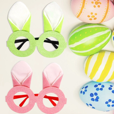 Occhiali a Orecchie di Coniglio di Pasqua Montature in Feltro Glitterato per Decorazioni Festa Oggetti di Scena Fotografici per Bambini Adulti Regalo