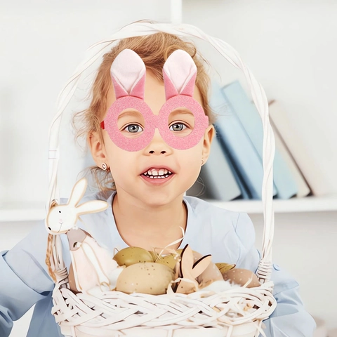Easter Bunny Glasses With Plush Ears Sequin Glitter Plastic Frames For Kids Party Costume Favors Cute Rabbit Shape
