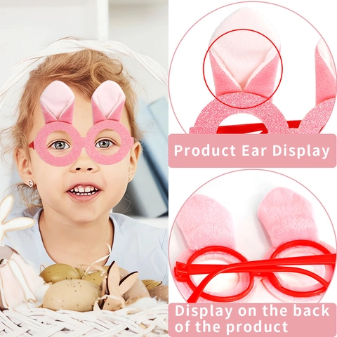 Monture de Lunettes Oreilles de Lapin Créative en Plastique à Paillettes pour Enfants Accessoires de Fête de Pâques