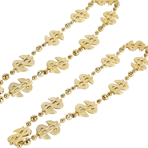 Hip Hop Gold Dollarzeichen Anhänger Halskette Für Herren Damen Dicke Geld Symbol Perlenkette Schmuck Party Kostüm Zubehör