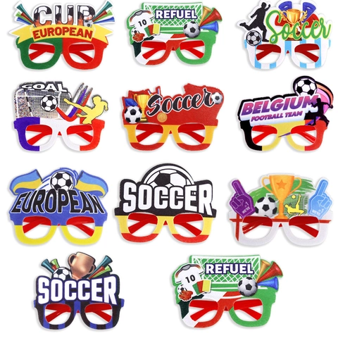 Occhiali da Festa per Tifosi del Campionato Mondiale di Calcio Decorazione in Plastica Feltro Campionato Europeo Oggetti di Scena per il Tifo Fantasia Trofeo Goal