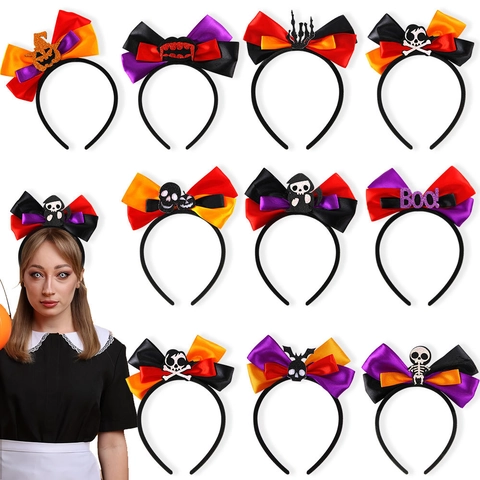 Halloween Stirnband Polyester Schleife Kürbis Totenkopf Fledermaus Blutige Zähne Spinne Haarreif Kostüm Party Requisite