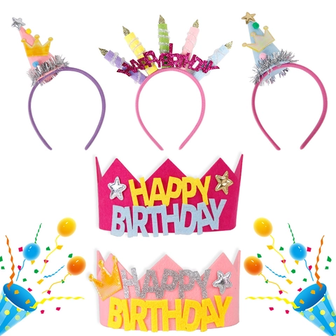Fascia per Cappello di Compleanno dei Cartoni Animati per Bambini Adulti Decorazione per Festa di Buon Compleanno Candela Corona Torta Orso Fascia Puntelli Foto