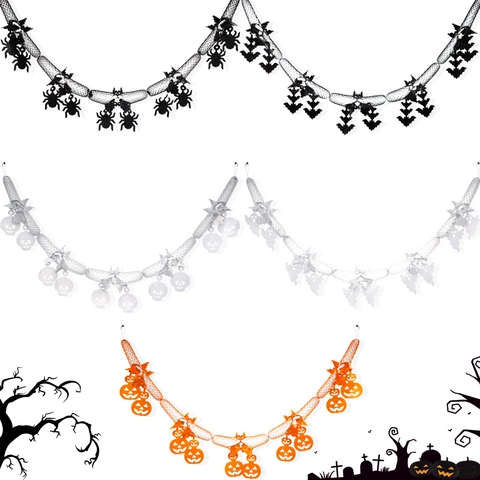Halloween Honeycomb Pull Flower Garland Hanging Decorations PET Spider Bat Pumpkin Ghost Skeleton Party Decor Scene Prop