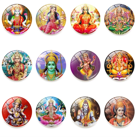 Calamita Da Frigo Dio Indù Shiva Ganesha Lakshmi Decorazione Religiosa Vetro Cristallo Cabochon Magnetico Per La Casa