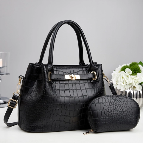 Crocodile Pattern PU Leather Handbag Large Capacity Top Handle Shoulder Crossbody Bag Elegant Fashion For Women