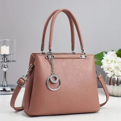 Sac À Main Femmes Cuir PU Motif Lychee Décor Alliage Bandoulière Amovible Mode Tote Navette Sac À Épaule Élégance