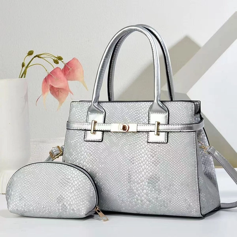 Women Handbag And Small Purse PU Leather Snake Skin Texture Large Capacity Tote Shoulder Bag For Daily Fashion Elegant Style