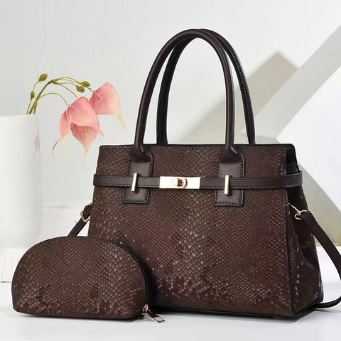 Women Handbag And Small Purse PU Leather Snake Skin Texture Large Capacity Tote Shoulder Bag For Daily Fashion Elegant Style