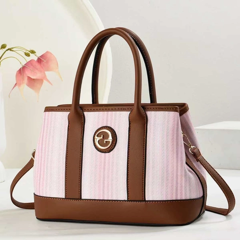 Borsa Tote A Righe Da Donna Tessuto PU Pelle Patchwork Grande Capacità Retro Elegante Borsa A Mano Tracolla Con Tracolla Regolabile