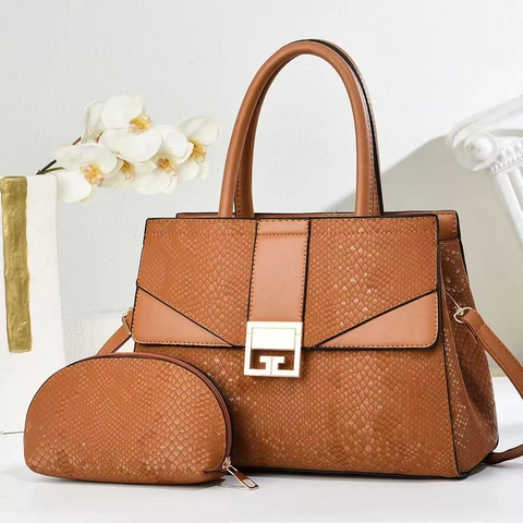 Bolso de Mano de Moda para Mujer con Patrón de Serpiente de Cuero PU Y Bolso de Hombro Y Pochette Conjunto Gran Capacidad Vintage Tote con Cierre de Metal