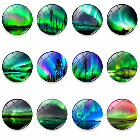 Aurora Borealis Glas Kühlschrankmagnete Magnetische Aufkleber Nordlicht Landschaft Deko Haus Küche