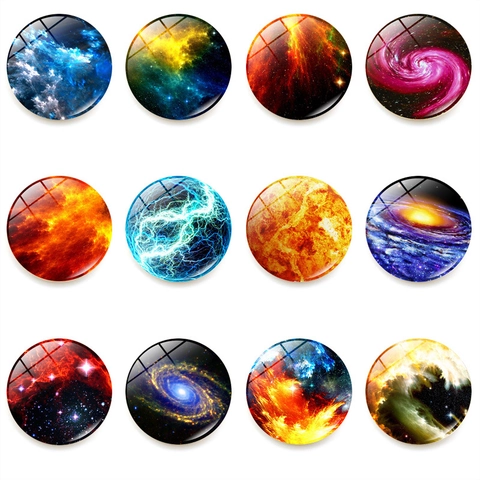 Magnete da Frigorifero in Vetro Nebulosa dell'Universo Tondo Motivo Stella Galassia Cosmica Adesivi Magnetici per Casa Cucina Ufficio Decorazione