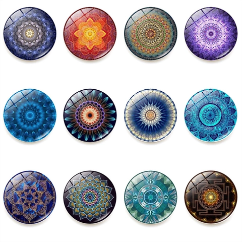 Mandala Heilige Geometrie Kühlschrankmagnete Kristallglas 25mm Rund Dekorative Magnete Für Haus Küche Büro Dekoration