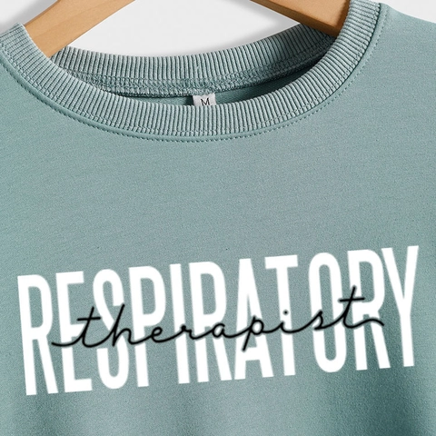 Damen Sweatshirt Rundhals Langarm Respiratory Therapist Buchstabendruck Baumwollmischung Lässig Lockerer Pullover