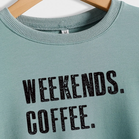 Dames Casual Katoenmix Ronde Hals Sweatshirt Weekends Coffee Baseball Letterprint Lange Mouwen Pullover Ruime Pasvorm Tops