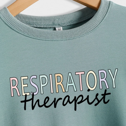 Damen Sweatshirt Rundhals Langarm Respiratory Therapist Druck Baumwollmischung Lässig Locker Pullover Oberteile