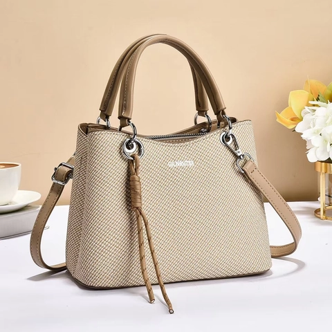 Damen Mode Handtasche Große Kapazität PU Leder Gewebte Textur Umhängetasche Mit Abnehmbarem Gurt Täglich Lässig