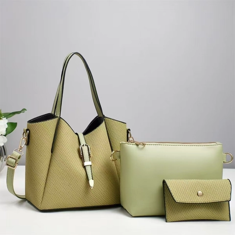 Women Handbags PU Leather Woven Texture Tote Crossbody Bag Wallet Elegant Solid Color Shoulder Handbags