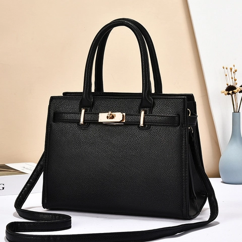Grand Sac à Main pour Femmes en Cuir PU Motif Crocodile Litchi Gauffré Sac à Bandoulière Commuteur Avec Fermoir Doré Et Sangle
