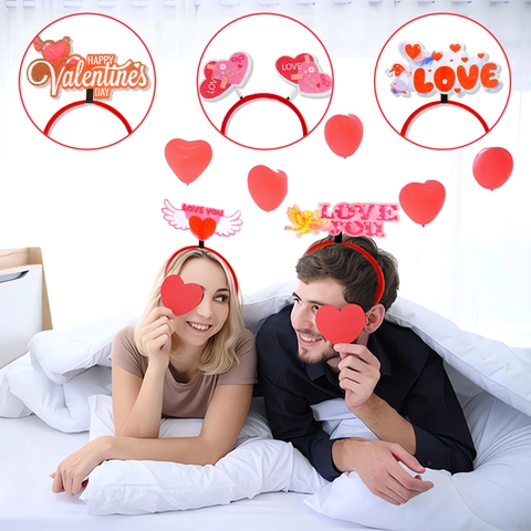 Cerchietti a Cuore per San Valentino per Donna Decorazione Romantica per Feste Amor Orso Gnomo Lettera d'Amore Oggetti di Scena