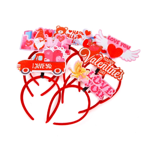 Valentijnsdag Hart Haarband Cupido Liefde Kabouter Beer Decoratieve Haarband Rood Roze Feestelijk Haaraccessoire Fotografie Props