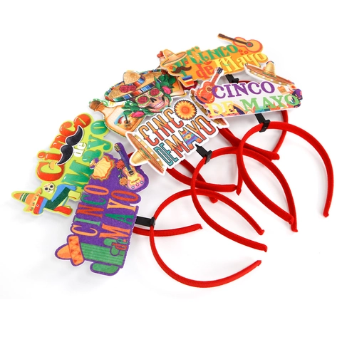Serre-Tête Cinco De Mayo Fiesta Mexicaine Sombrero Guitare Cactus Pinata Feutre Plastique Accessoires Cheveux Pour Fête