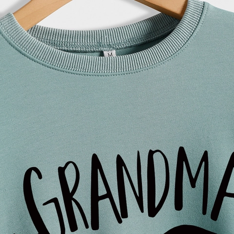 Damen Sweatshirt Rundhals Langarm Grandma Bear Print Baumwollmischung Pullover Lässiges Streetwear Geschenk Oberteil