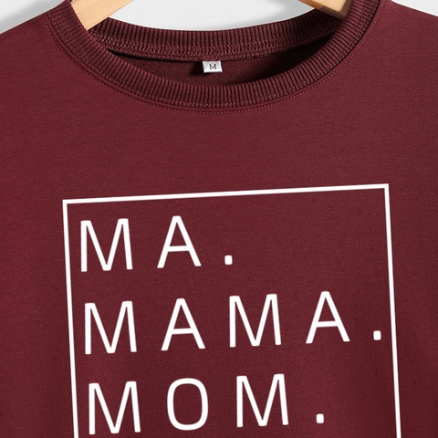 Damen Sweatshirt Rundhals Baumwollmischung Pullover Lose Langarm Buchstaben Grafik Lässig Streetwear
