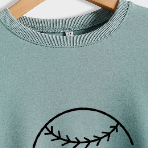 Felpa Softball Mom Stampa Lettere Donna Girocollo Manica Lunga Misto Cotone Pullover Sportivo Casual Moda Top