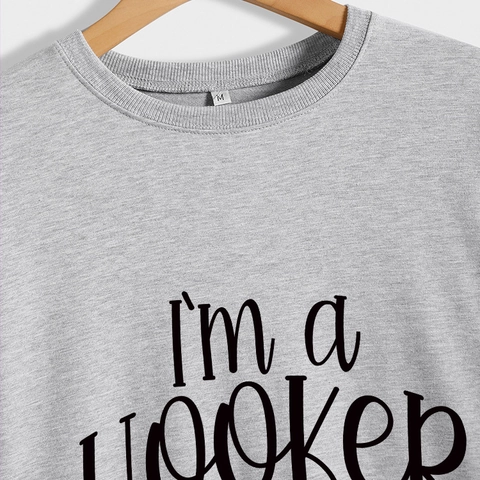 Felpa Donna Grafica Uncinetto Divertente I'M A Hooker In My Spare Time Girocollo Manica Lunga Casual Vestibilità Comoda Pullover