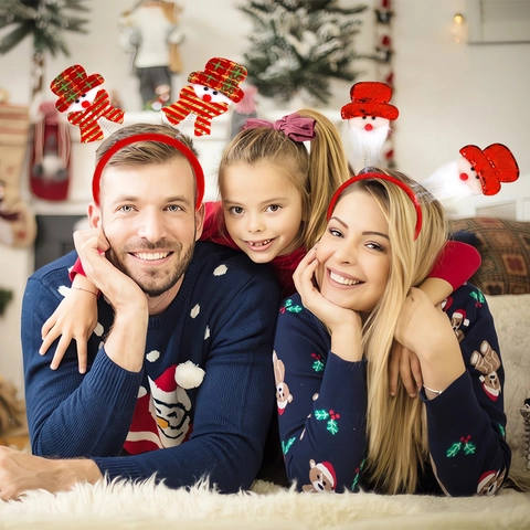 Cerchietto di Natale con Molla Babbo Natale Pupazzo di Neve Renna Fascia per Capelli per Bambini Adulti Decorazione Festa