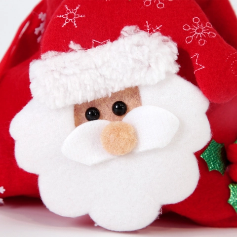Bolsa de Regalo de Navidad con Cordón Dibujos Animados 3D Papá Noel Reno Muñeco de Nieve Tela de Terciopelo Bolsa de Caramelos para Decoración de Fiesta Niños