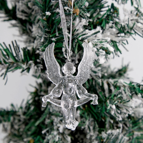 Transparente Kunststoff Weihnachtshänger Engel Rentier Schneeflocke Eiszapfen Anhänger Für Feiertag Party Baum Deko