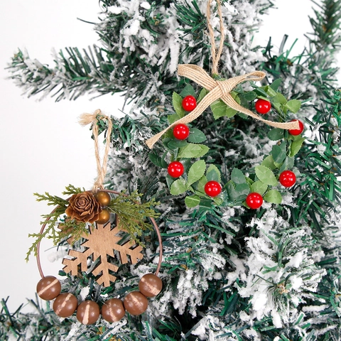 Mini Ornamenti per Ghirlande di Natale Foglie Artificiali Verdi Bacche Rosse Fiocco Ghirlanda Appesa per Decorazione Albero di Natale Casa Festa