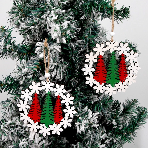 Hölzerne Weihnachtsbaum Schneeflocke Hängende Verzierung Rustikale Hohlholz Anhänger Für Weihnachtsfeier Haus Wand Dekor Geschenk