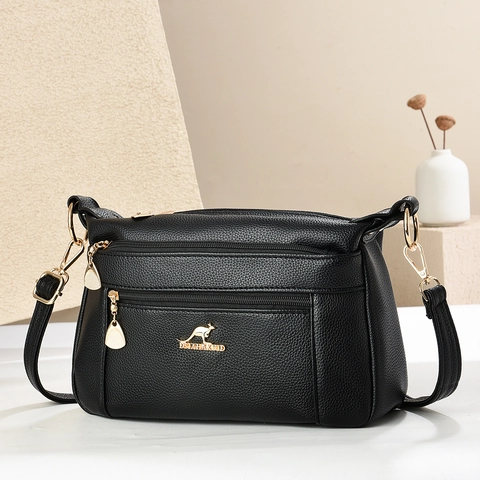 Dames Mode PU Leer Crossbody Tas Stedelijk Minimalistisch Litchi Korrel Meerlaagse Rits Schoudertas Voor Dagelijks Gebruik Cadeau
