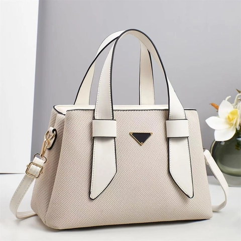 Women Handbag Elegant PU Leather Large Capacity Tote Bag With Detachable Shoulder Strap Contrast Color Patchwork Daily
