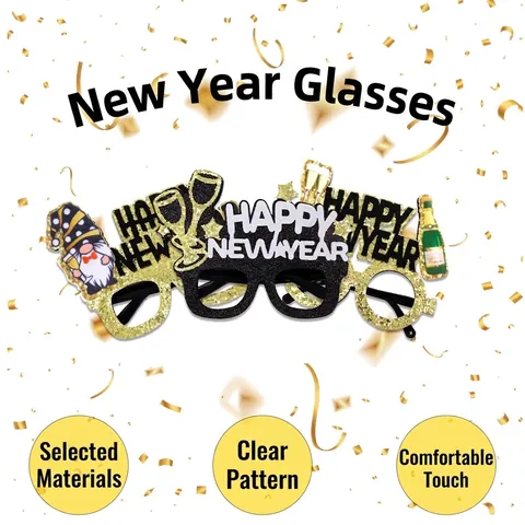 Happy New Year 2026 Party Glasses Glitter Crown Wine Cup Star Shape Photo Booth Props Festive Costume Accessories For Party