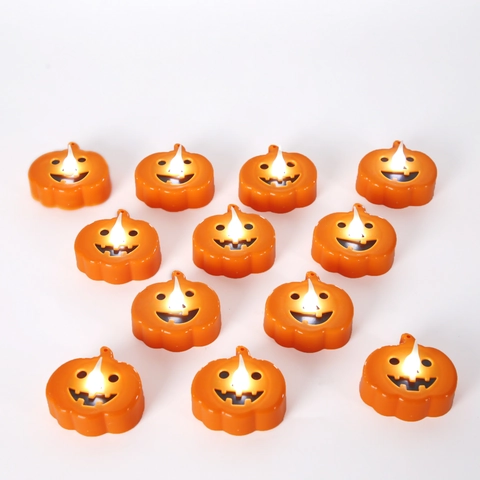 Luces de Vela de Calabaza LED de Halloween de Plástico Linterna Brillante Para Decoración de Fiesta Adornos de Hogar