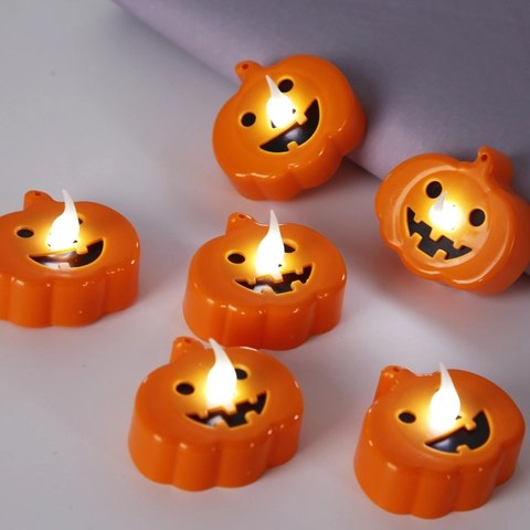 Luces de Vela de Calabaza LED de Halloween de Plástico Linterna Brillante Para Decoración de Fiesta Adornos de Hogar