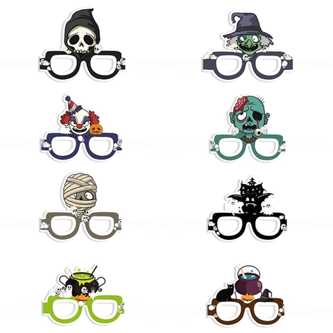 Halloween Papier Brille Kürbis Skelett Fledermaus Hexe Muster Party Foto Requisiten Kostüm Zubehör Dekoration